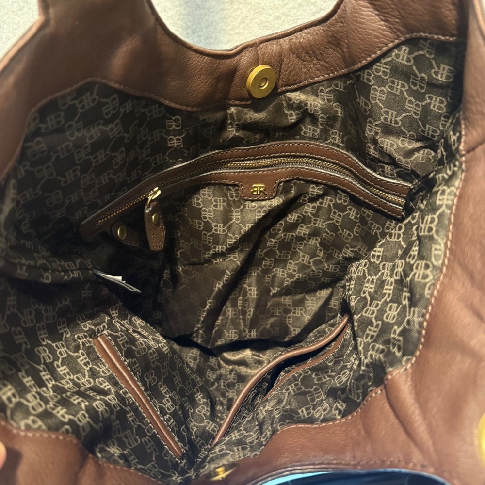 Banana Republic Brown Leather Slouchy Braided Hobo Shoulder Bag Y2K 2008 - Picture 9 of 12